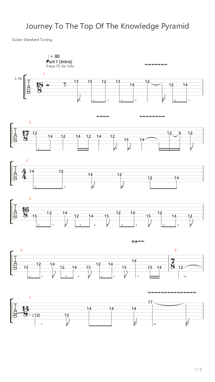 Journey To The Top Of The Knowledge Pyramid吉他谱