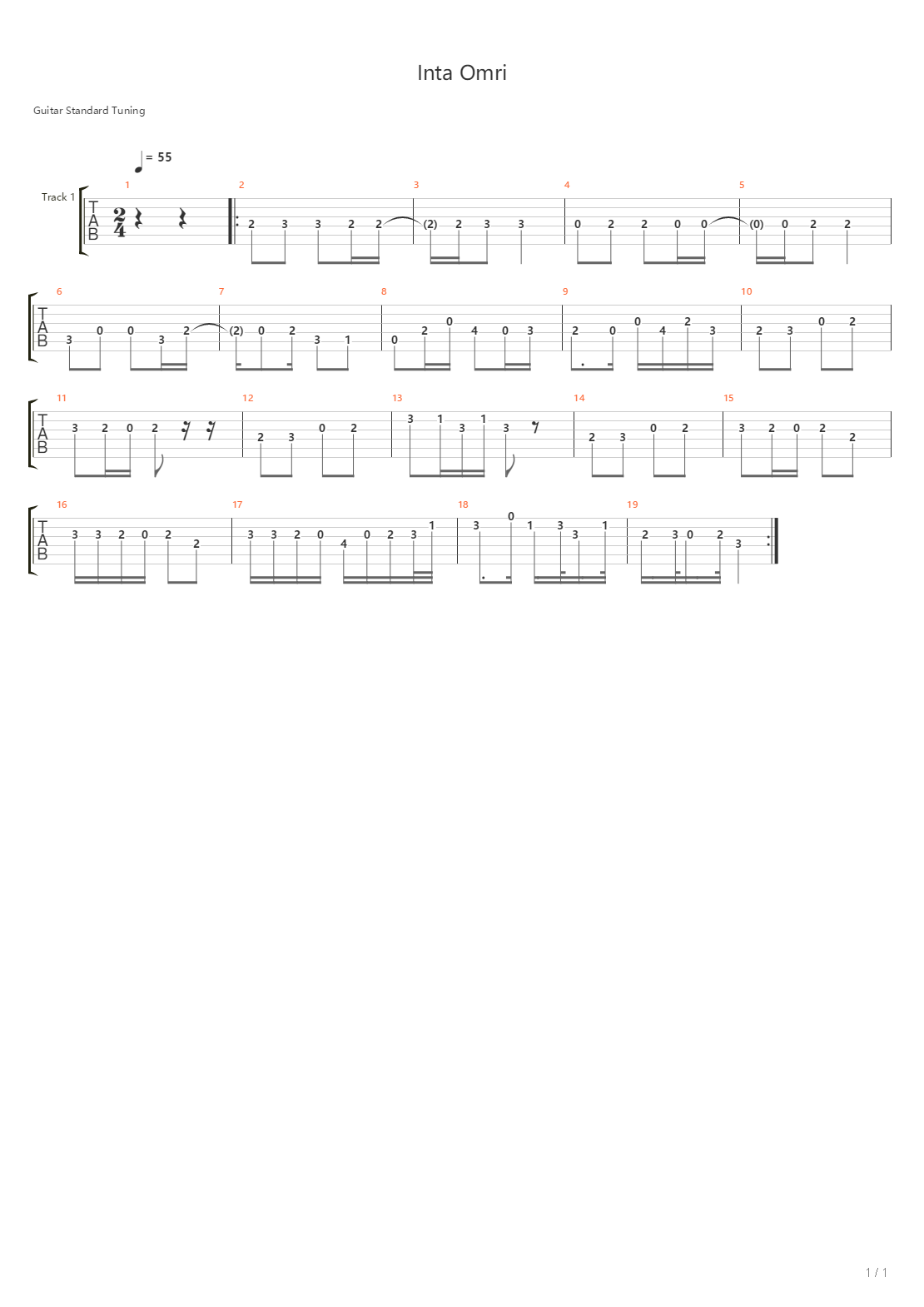 Enta Omri吉他谱