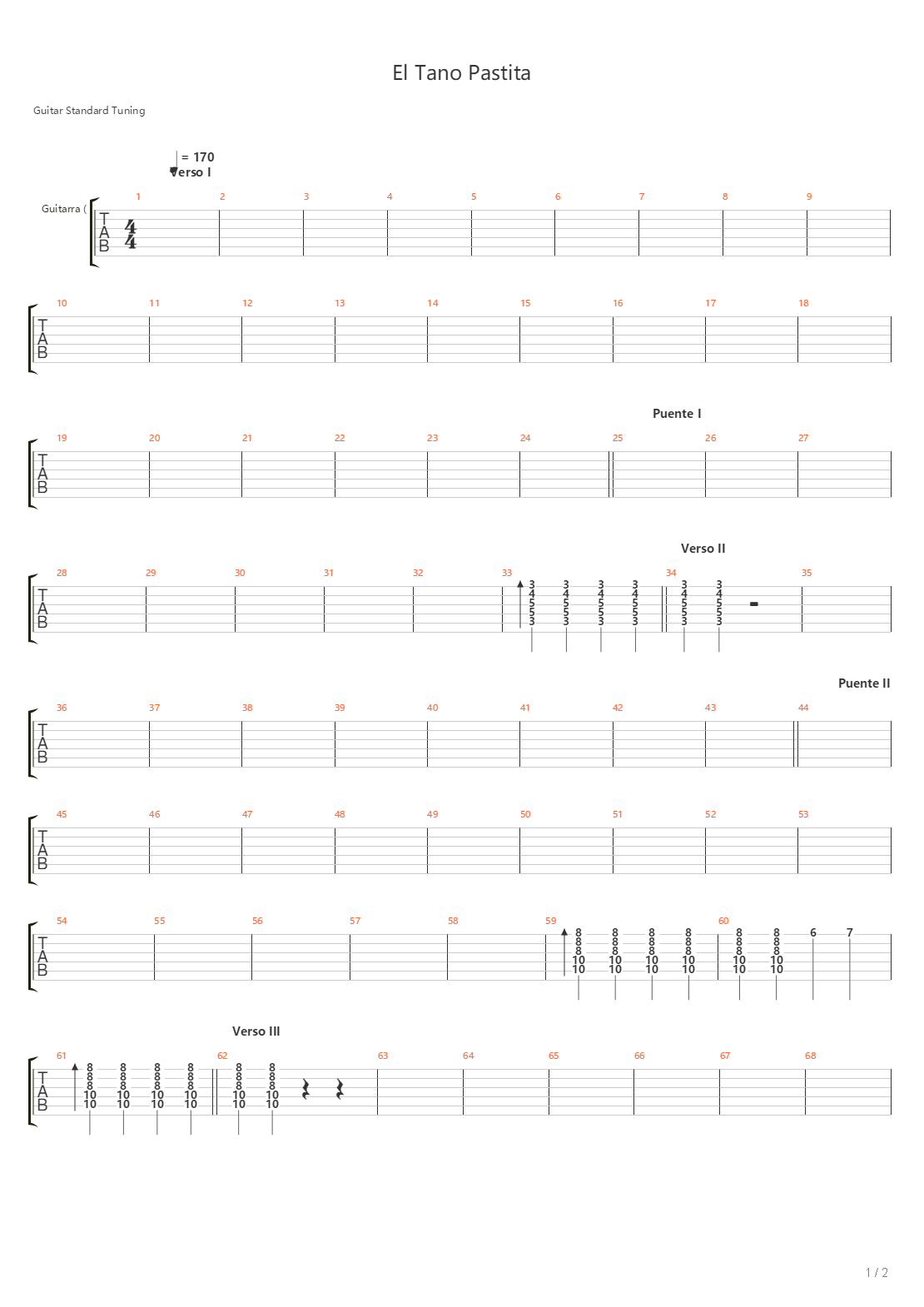 El Tano Pastita吉他谱