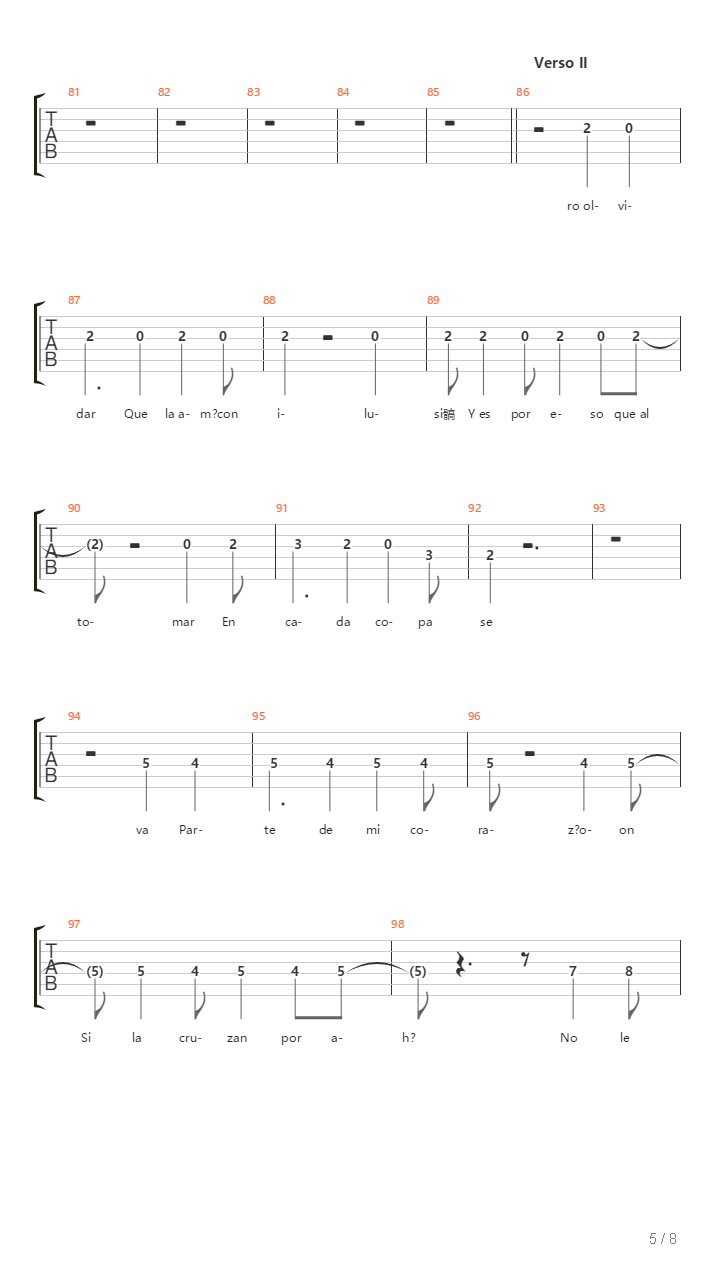 Una Copa Mas吉他谱