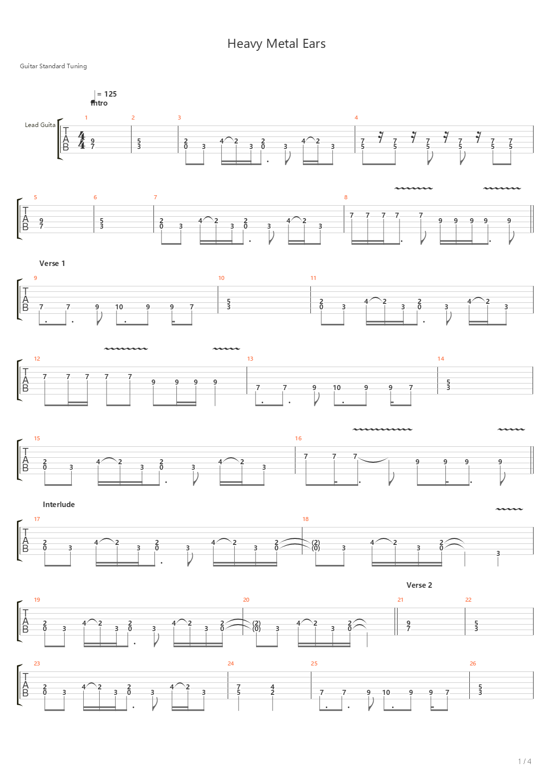 Heavy Metal Ears吉他谱
