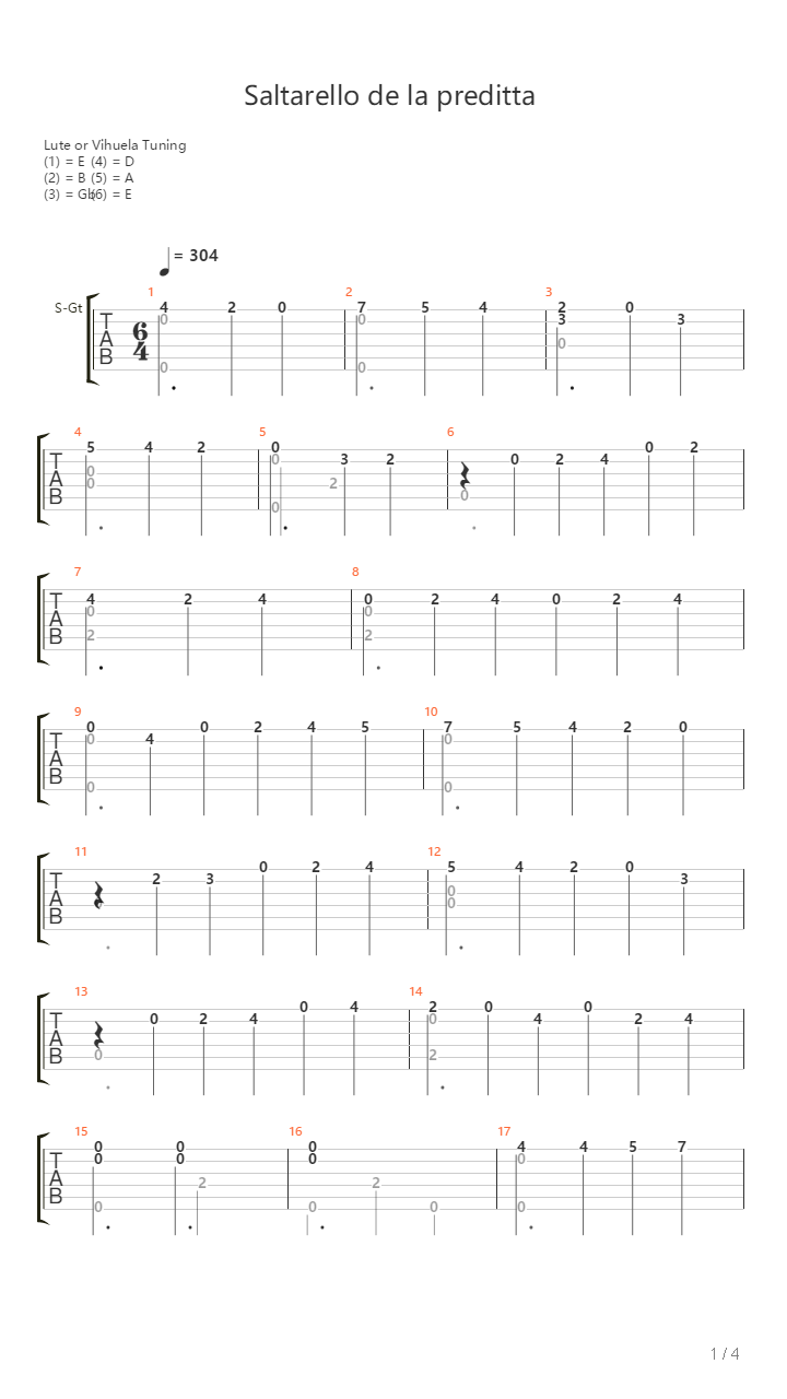 Saltarello De La Preditta吉他谱