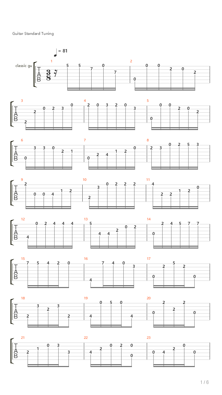 Suite D 2 Courante吉他谱