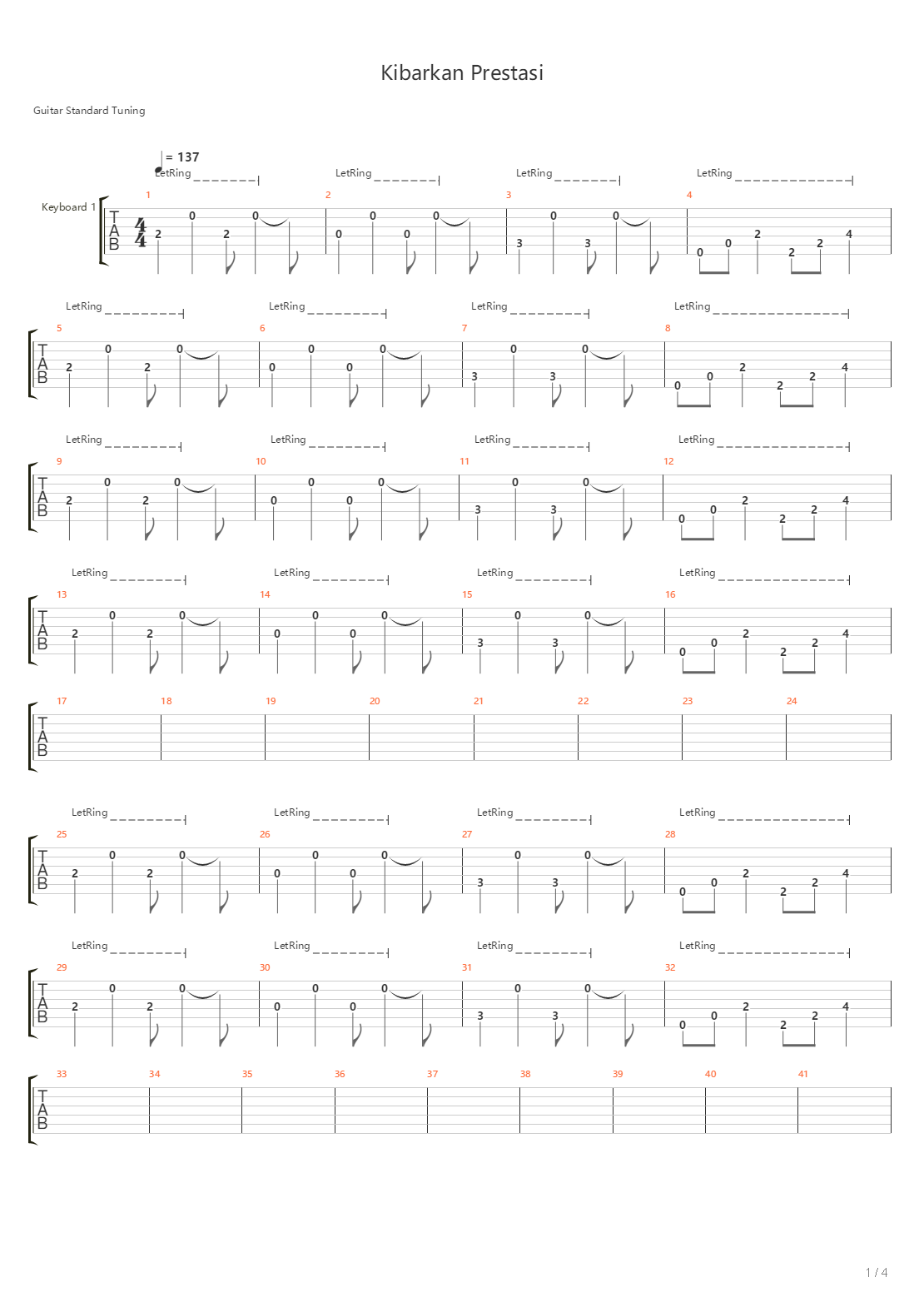 Kibarkan Prestasi吉他谱