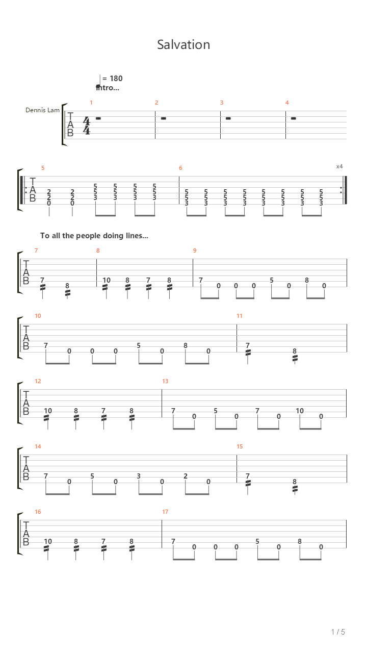 Salvation吉他谱