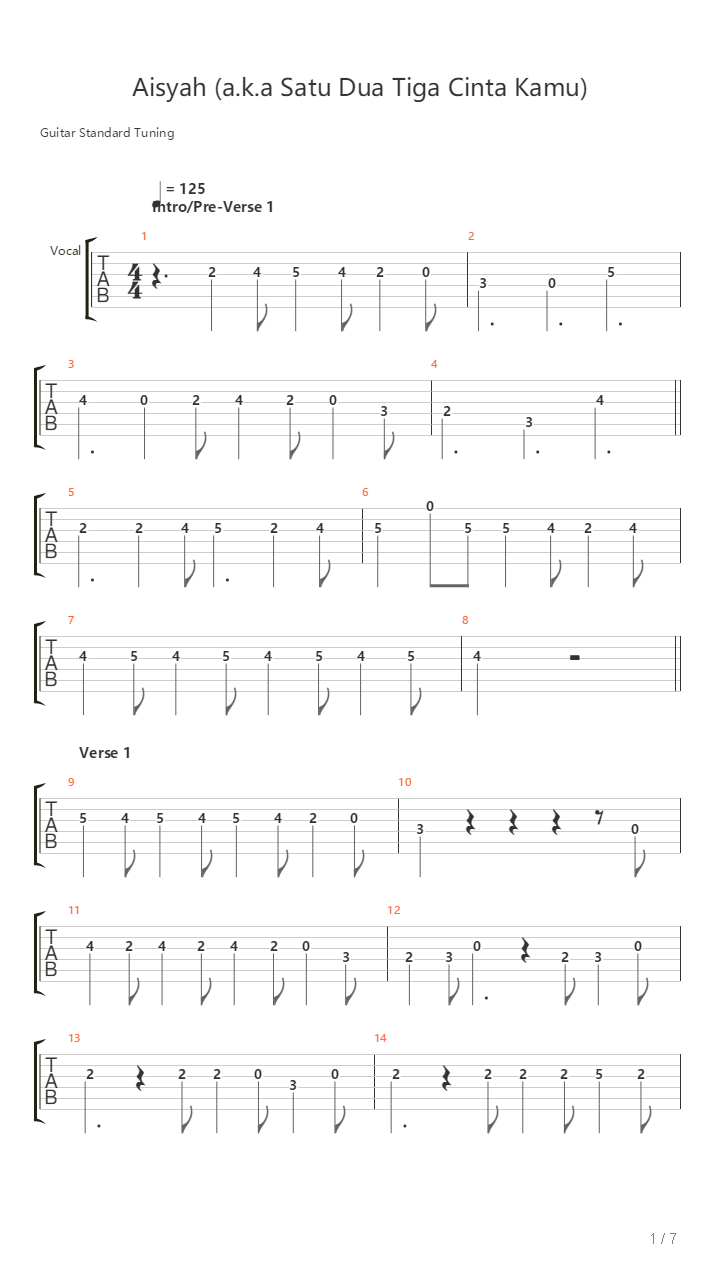 Aisyah吉他谱