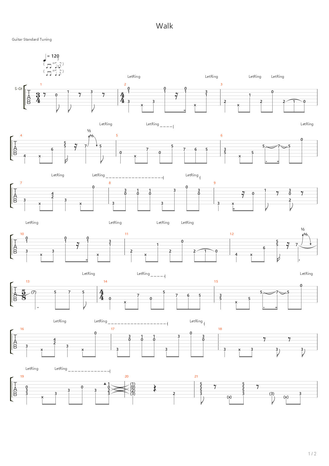 Walk吉他谱