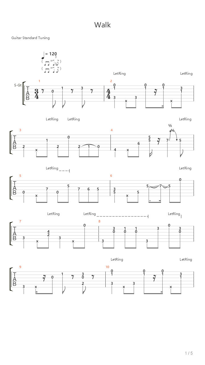 Walk吉他谱
