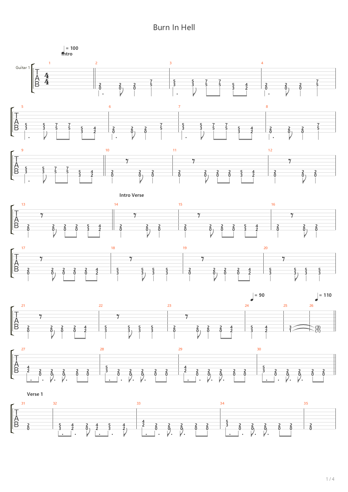 Burn In Hell吉他谱