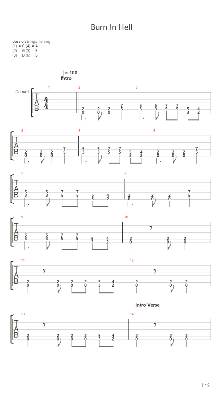 Burn In Hell吉他谱