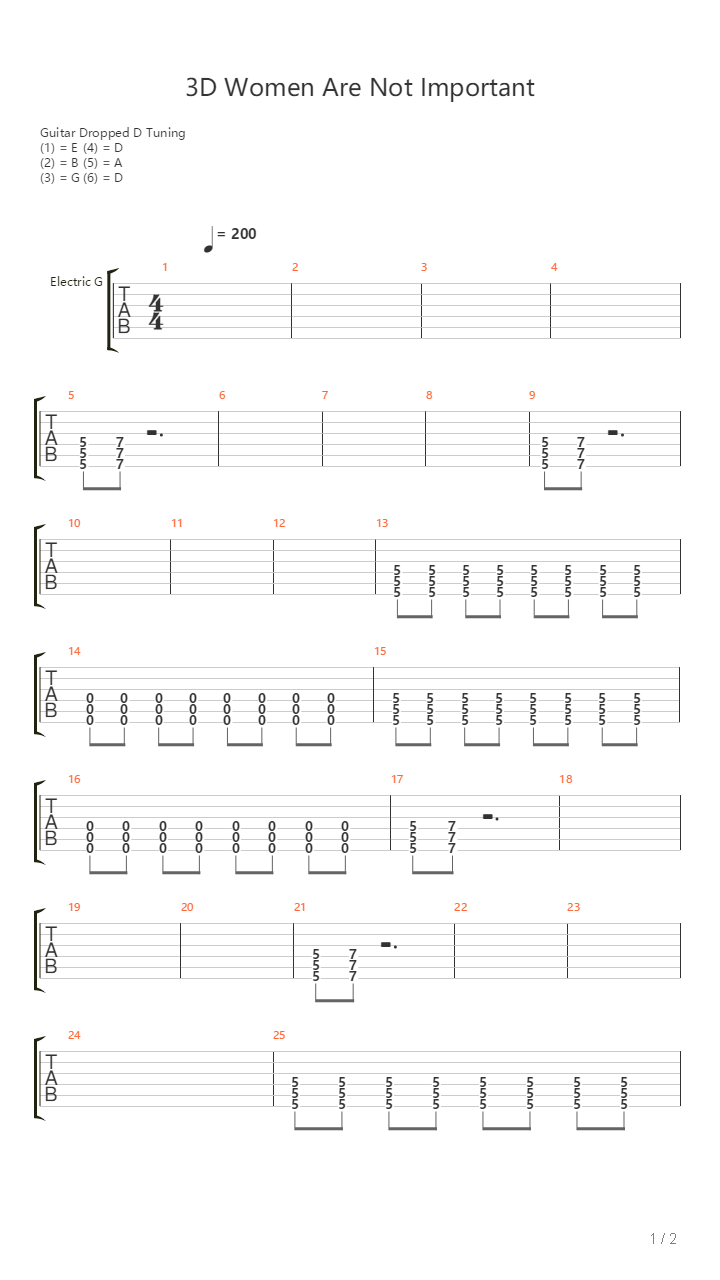3D Women Are Not Important吉他谱