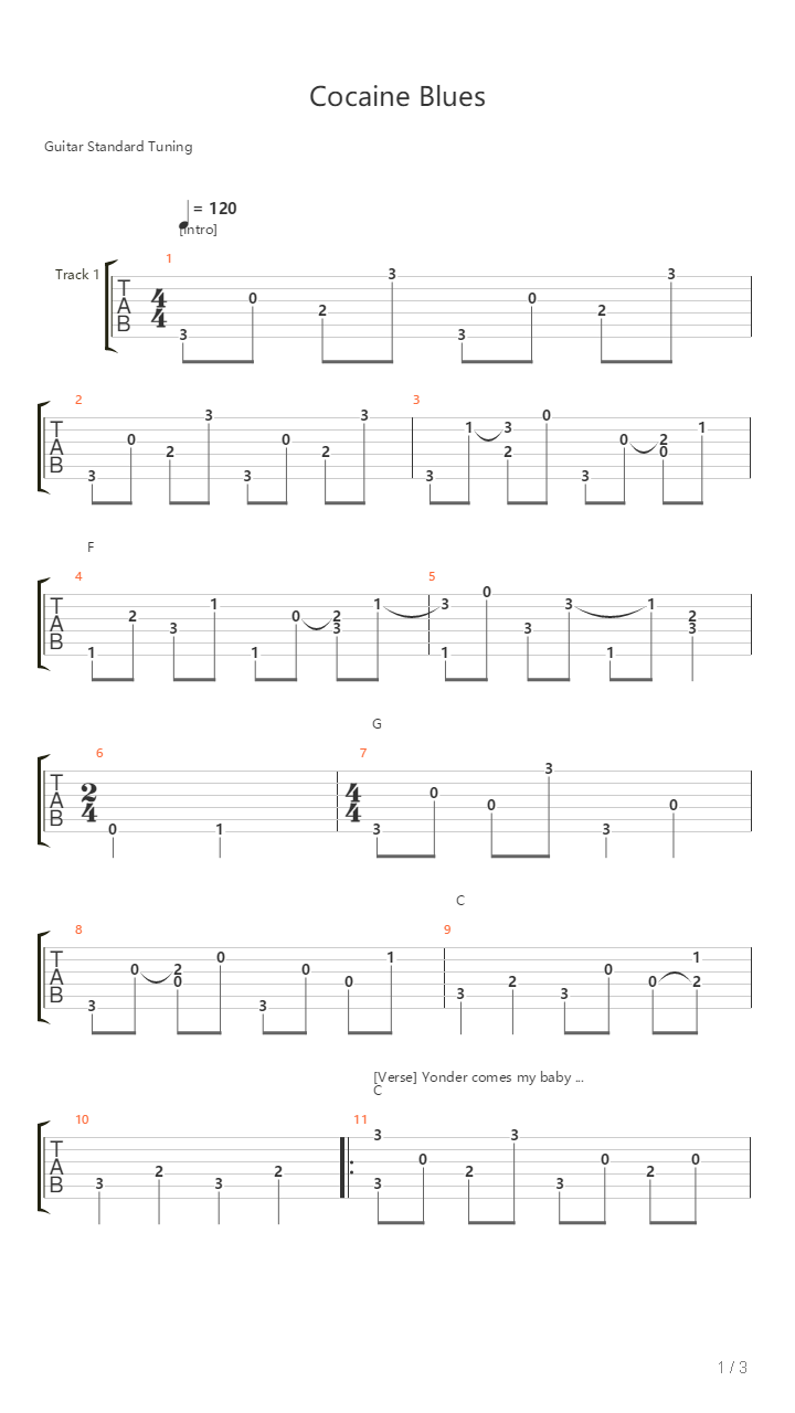 Cocaine Blues吉他谱