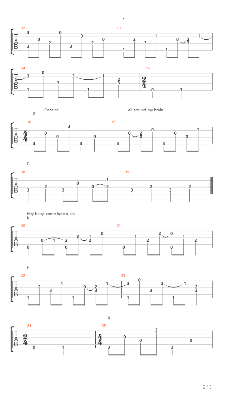 Cocaine Blues吉他谱