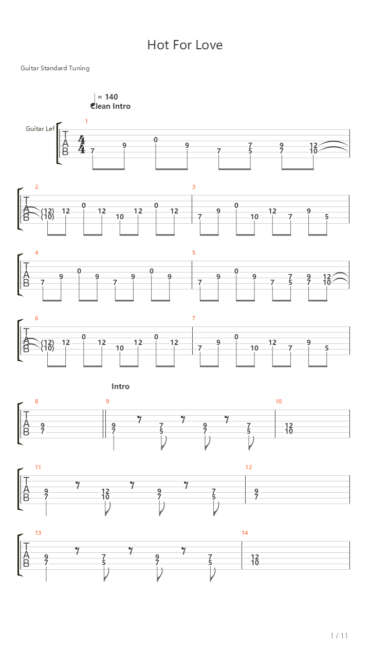 Hot For Love吉他谱