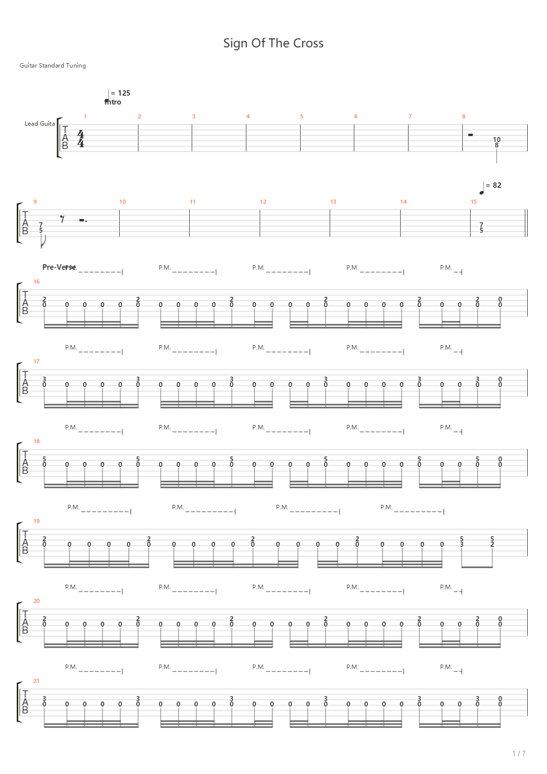 Sign Of The Cross吉他谱