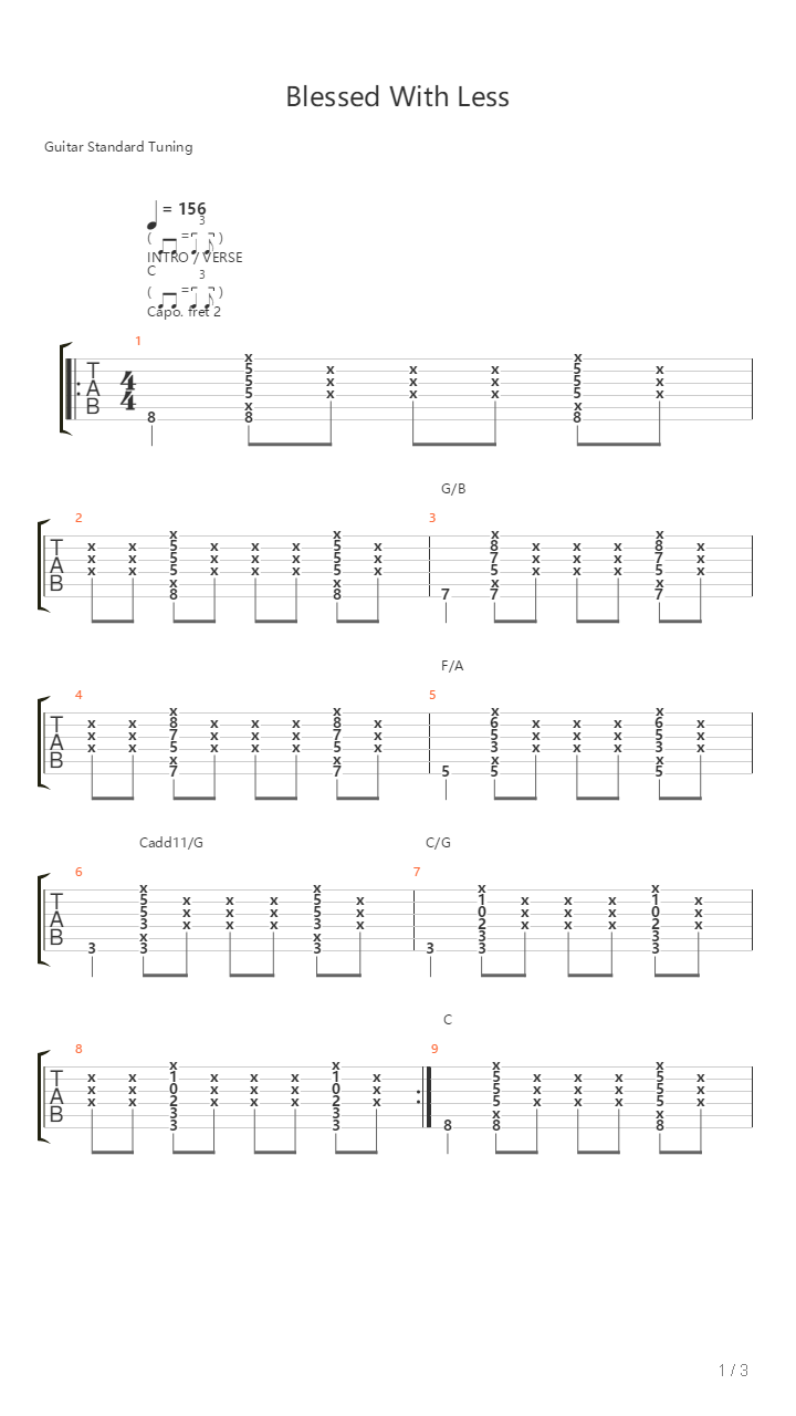 Blessed With Less吉他谱