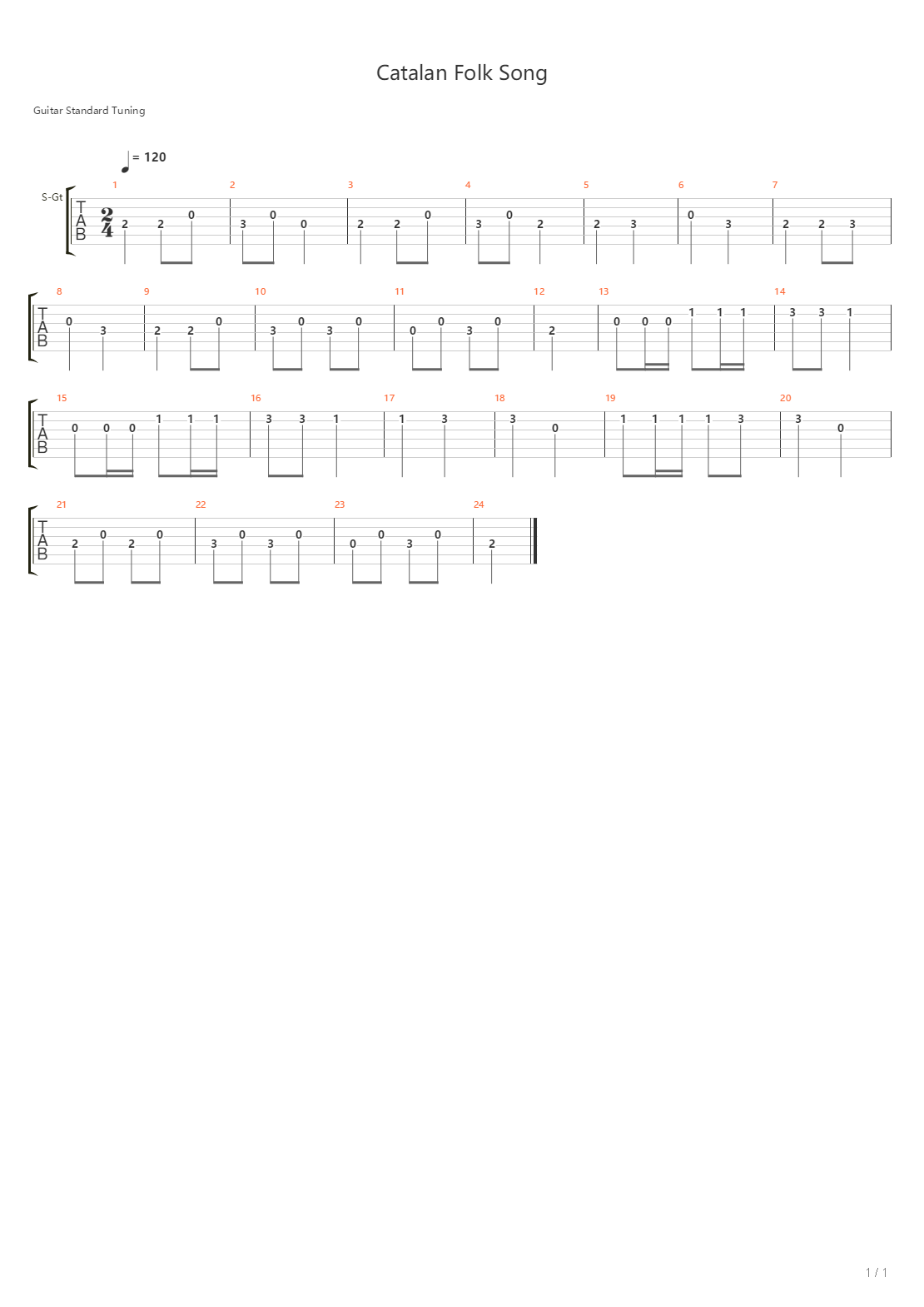 Catalan Folk Song吉他谱