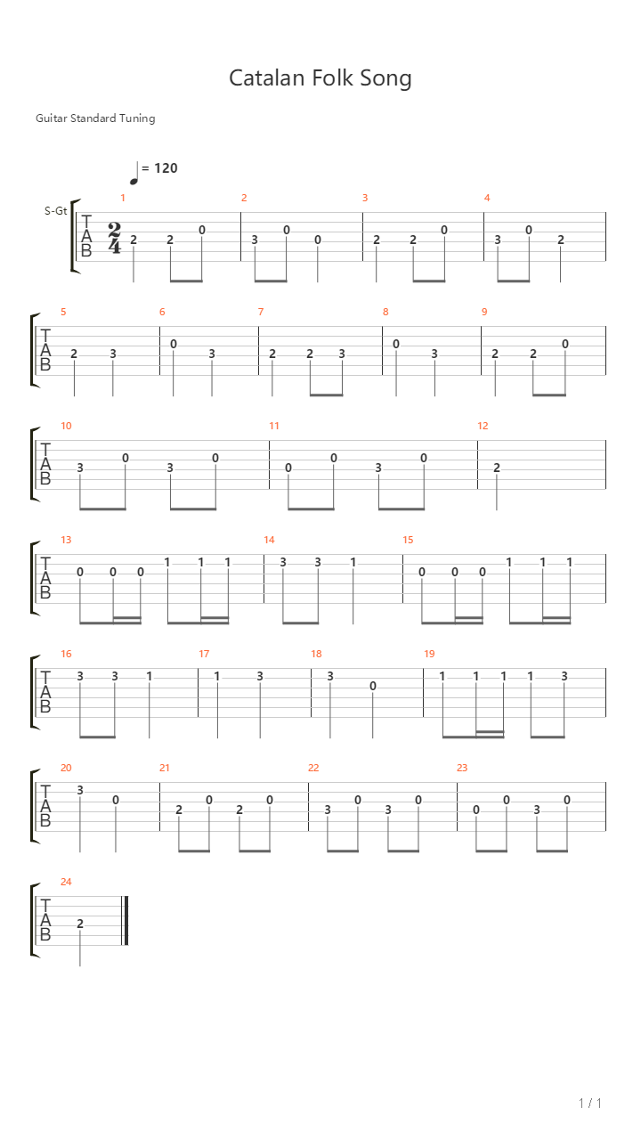 Catalan Folk Song吉他谱