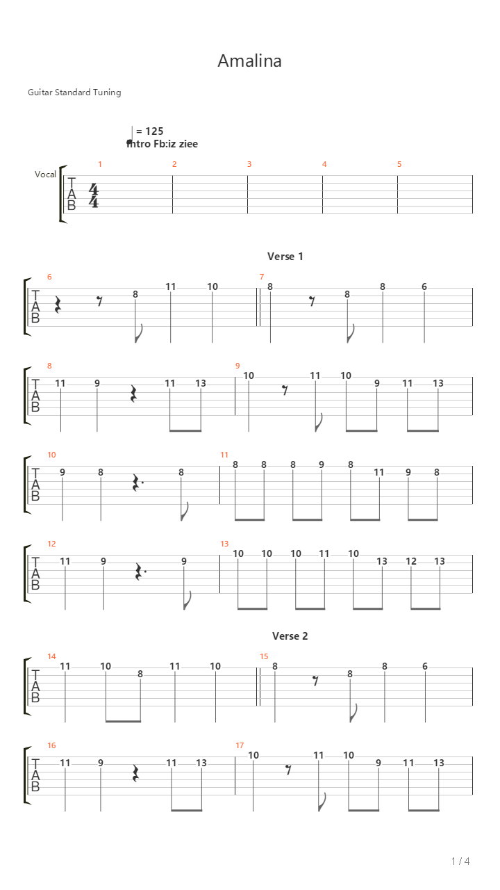 Amalina吉他谱