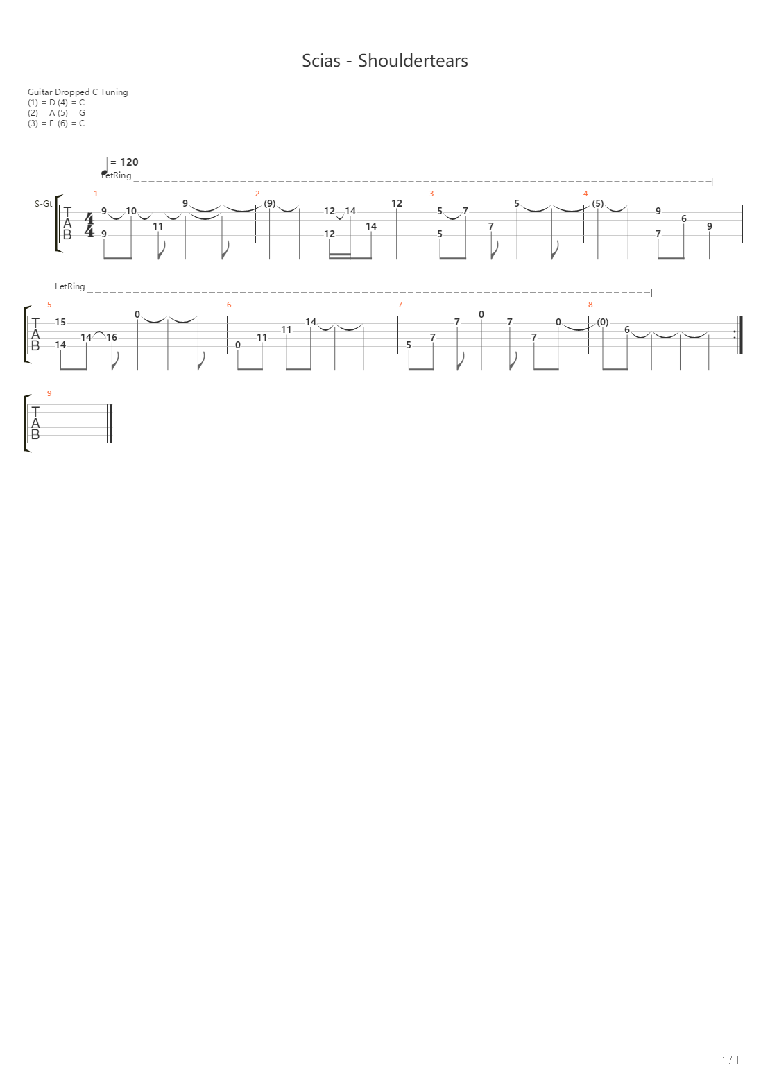 Shouldertears吉他谱