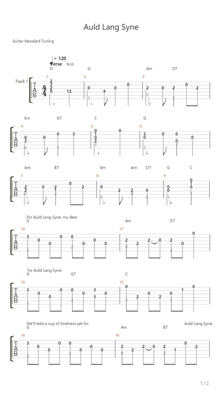 Auld Lang Syne吉他谱