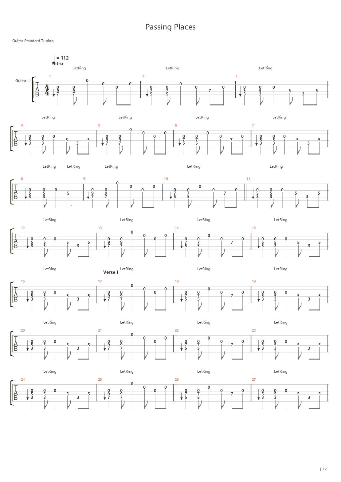 Passing Places吉他谱