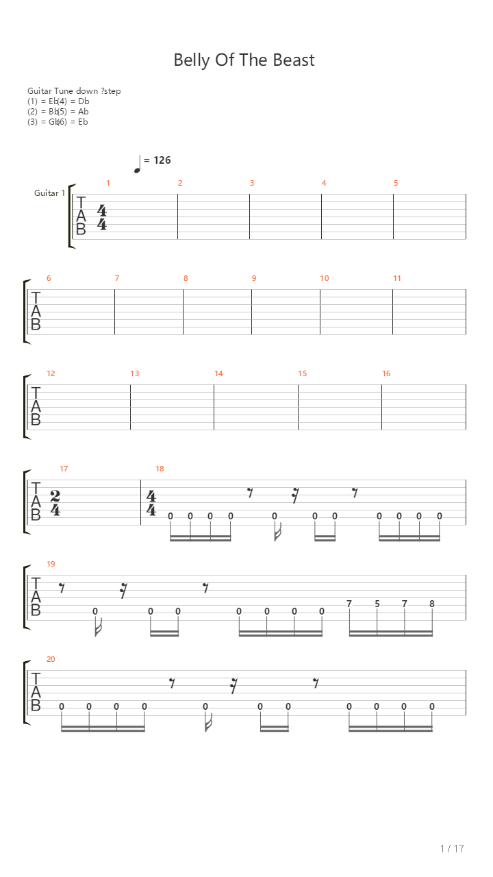 Belly Of The Beast吉他谱