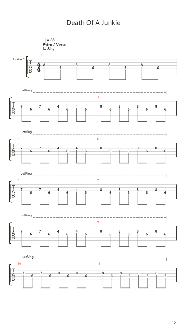 Death Of A Junkie吉他谱