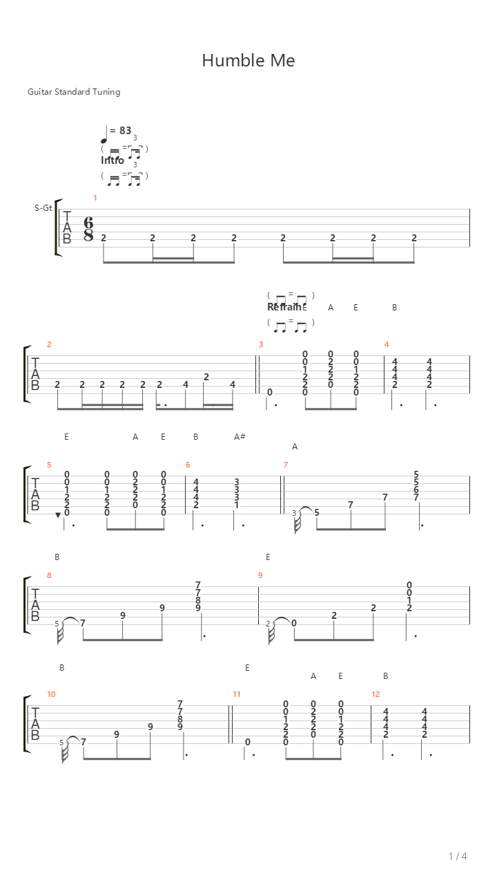 Humble Me吉他谱