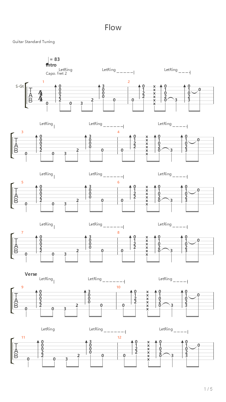Flow吉他谱