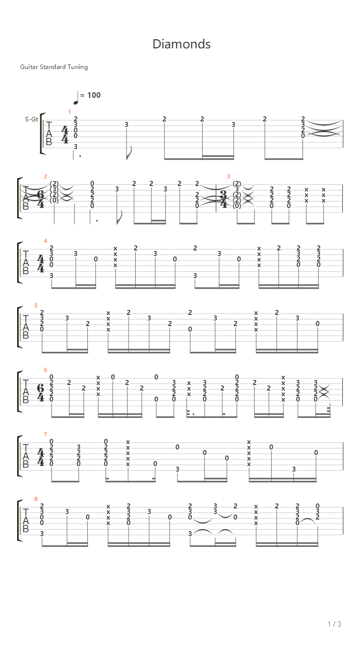 Diamonds吉他谱
