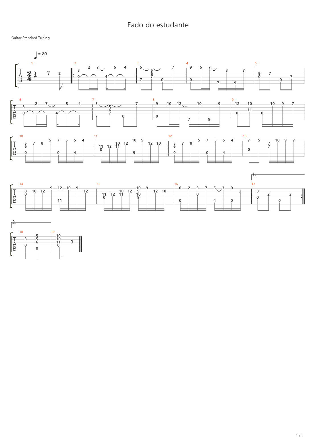 Fado Do Estudante吉他谱