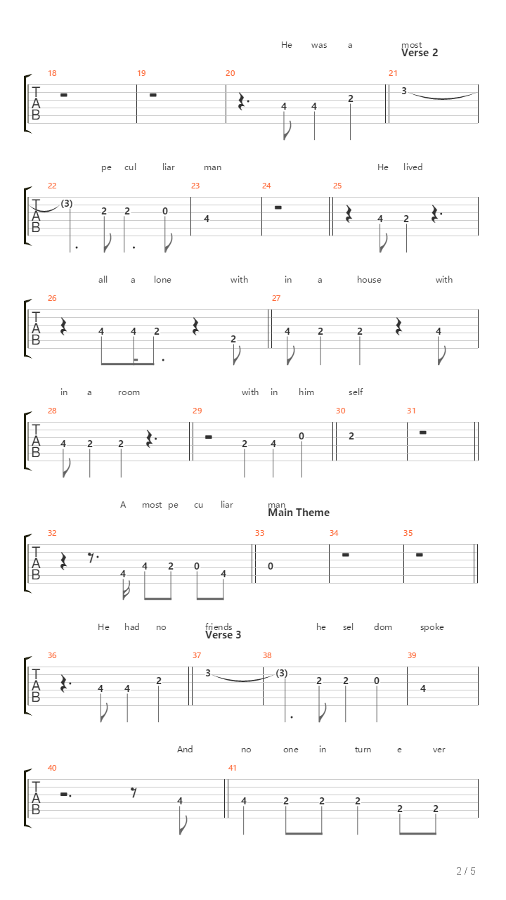 A Most Peculiar Man吉他谱