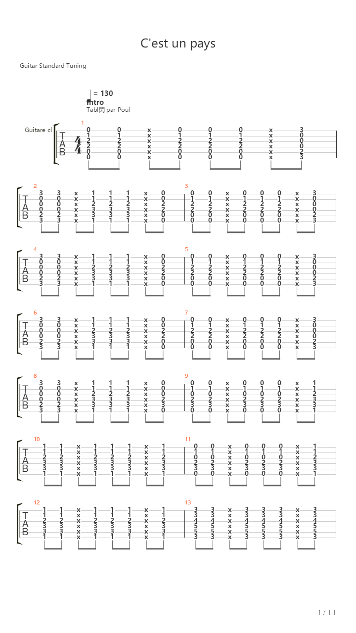 Cest Un Pays吉他谱