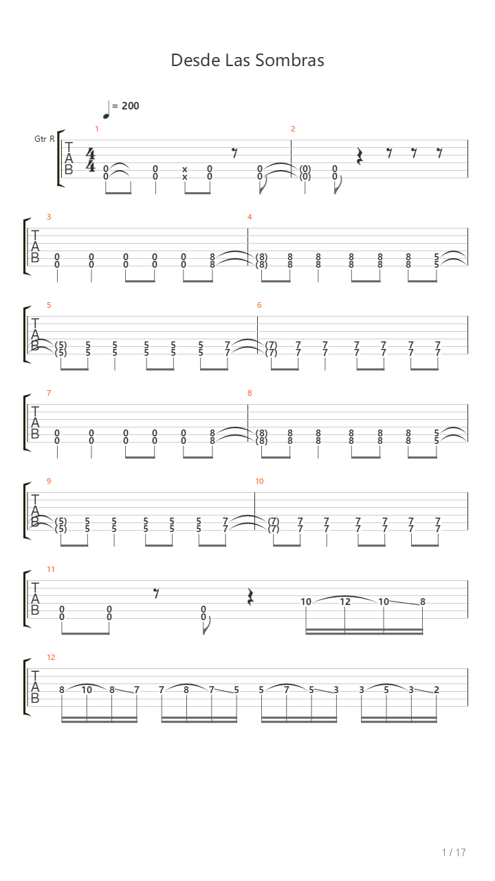 Desde Las Sombras吉他谱