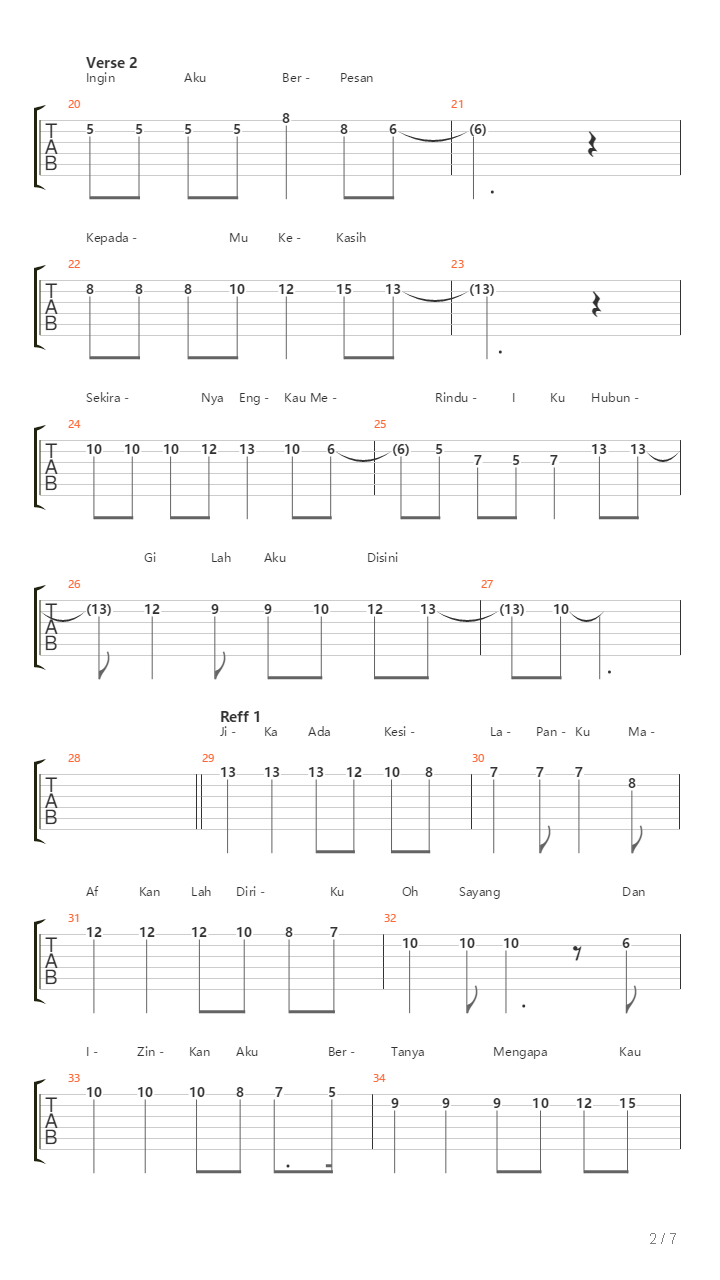 Pesanan Buat Kekasih吉他谱