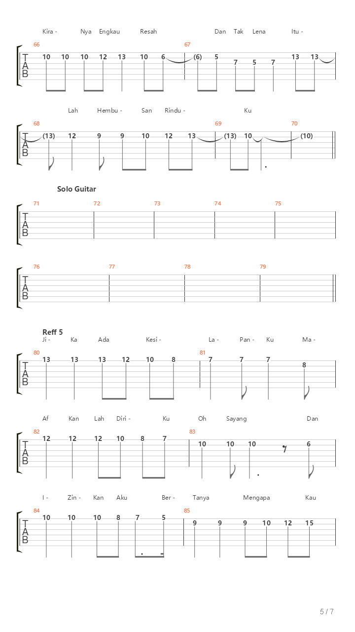 Pesanan Buat Kekasih吉他谱