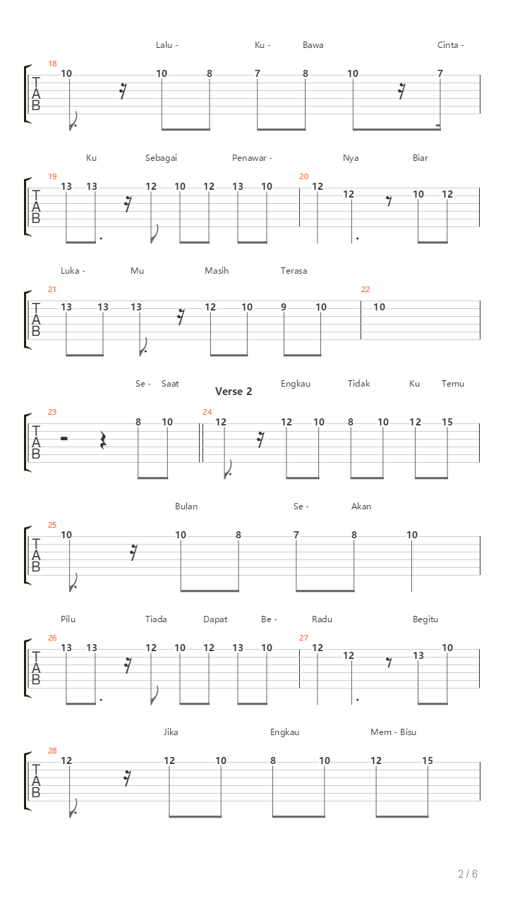 Sejiwa吉他谱