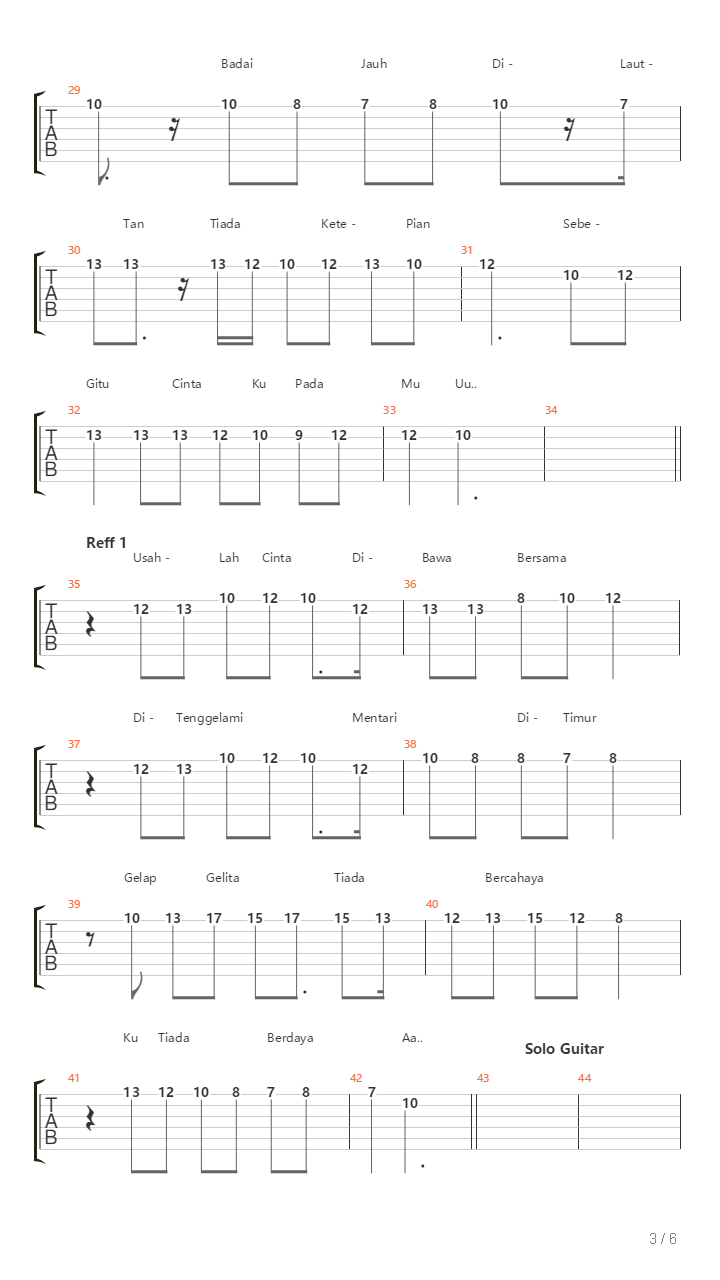 Sejiwa吉他谱