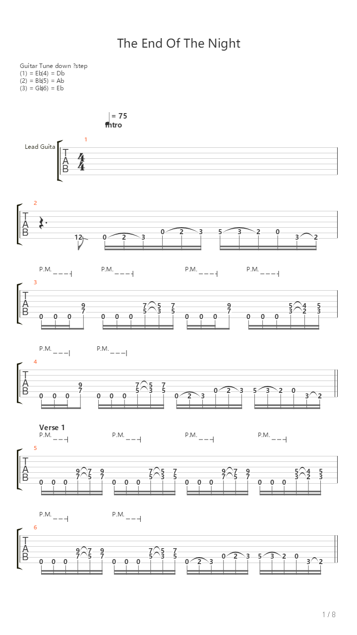 The End Of The Night吉他谱
