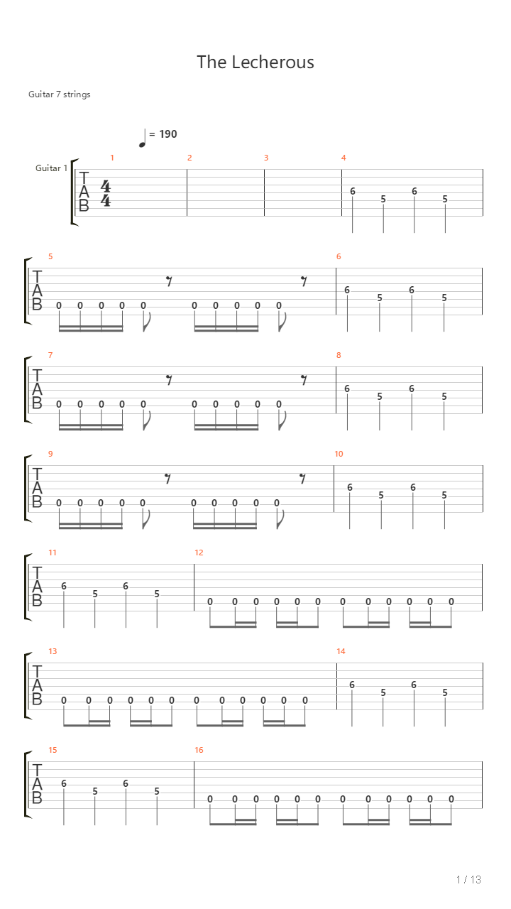 The Lecherous吉他谱