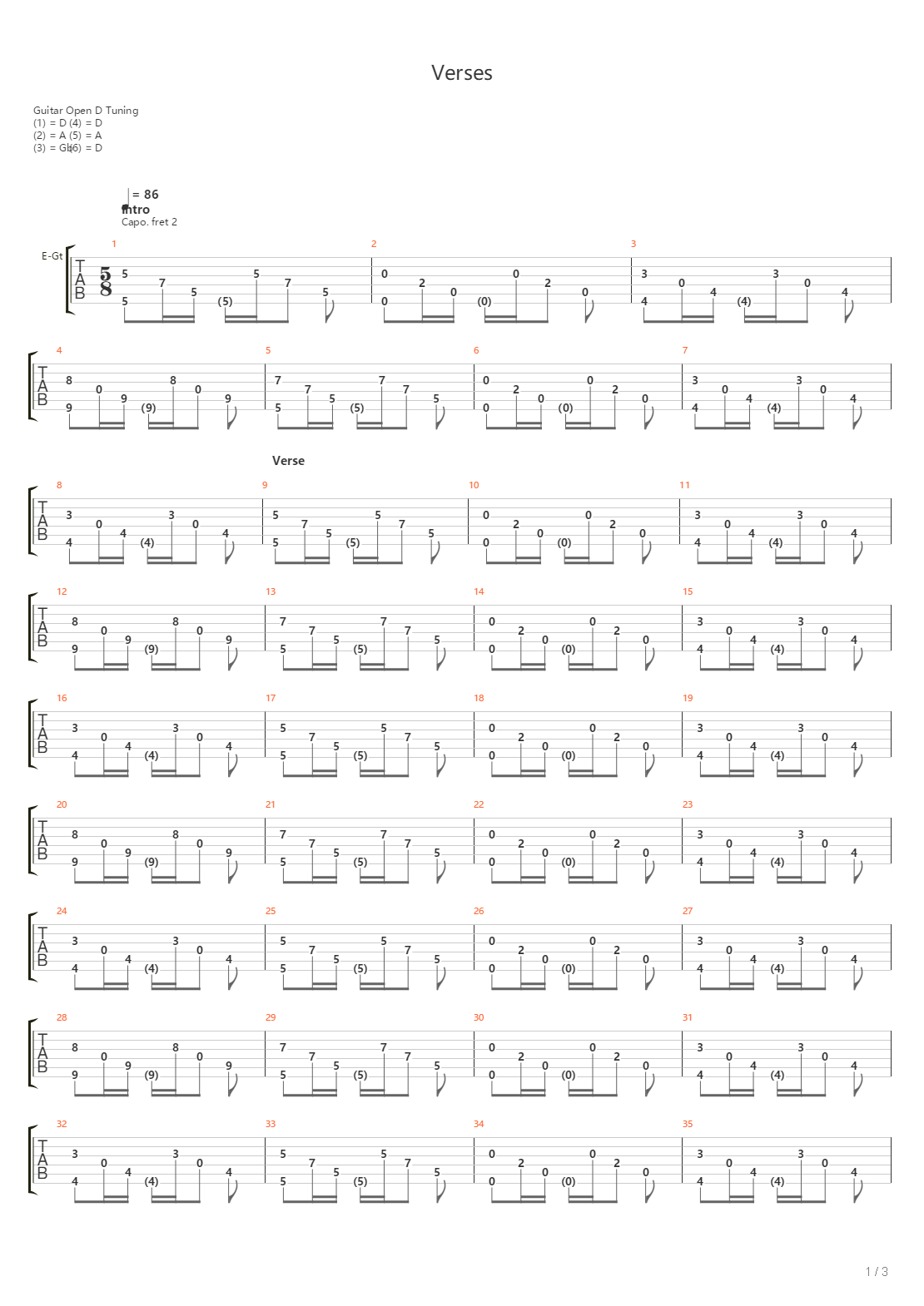 Verses吉他谱