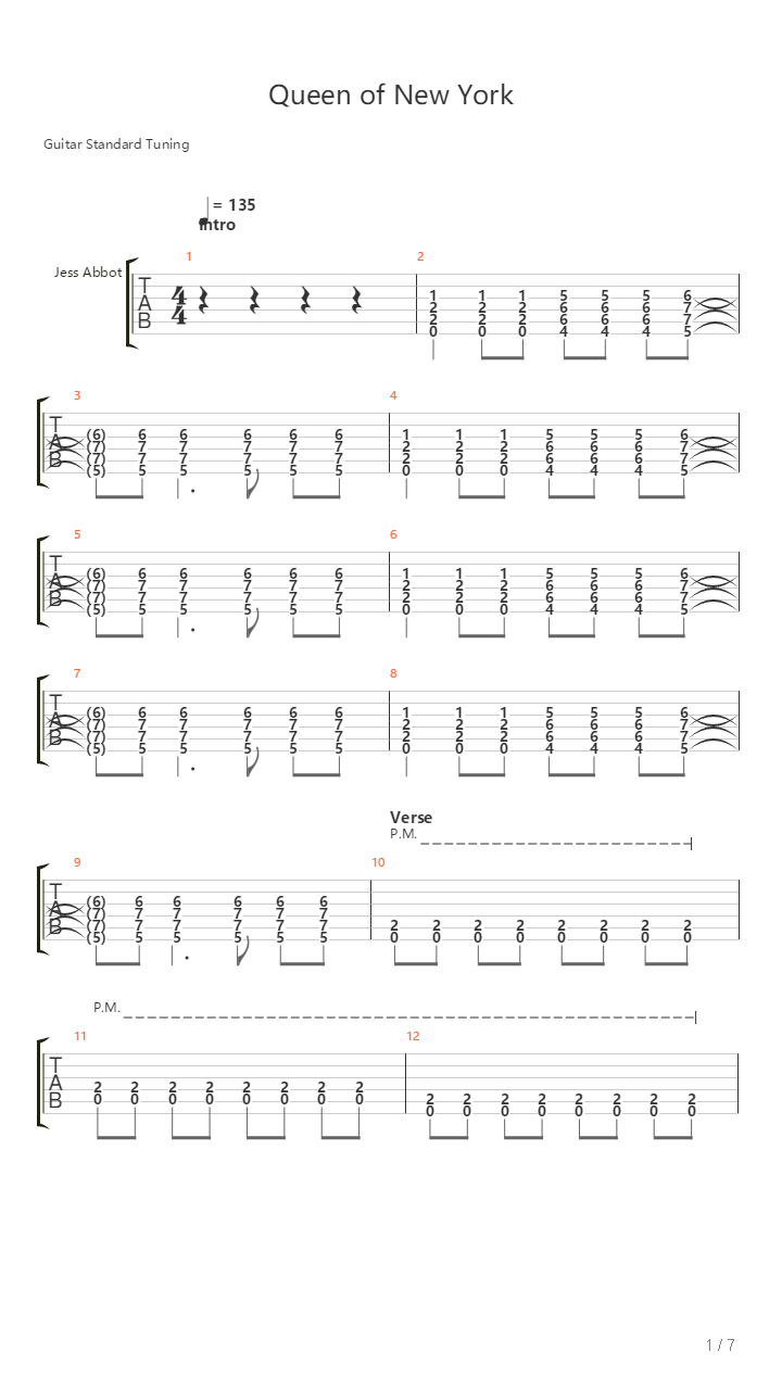 Queen Of New York吉他谱