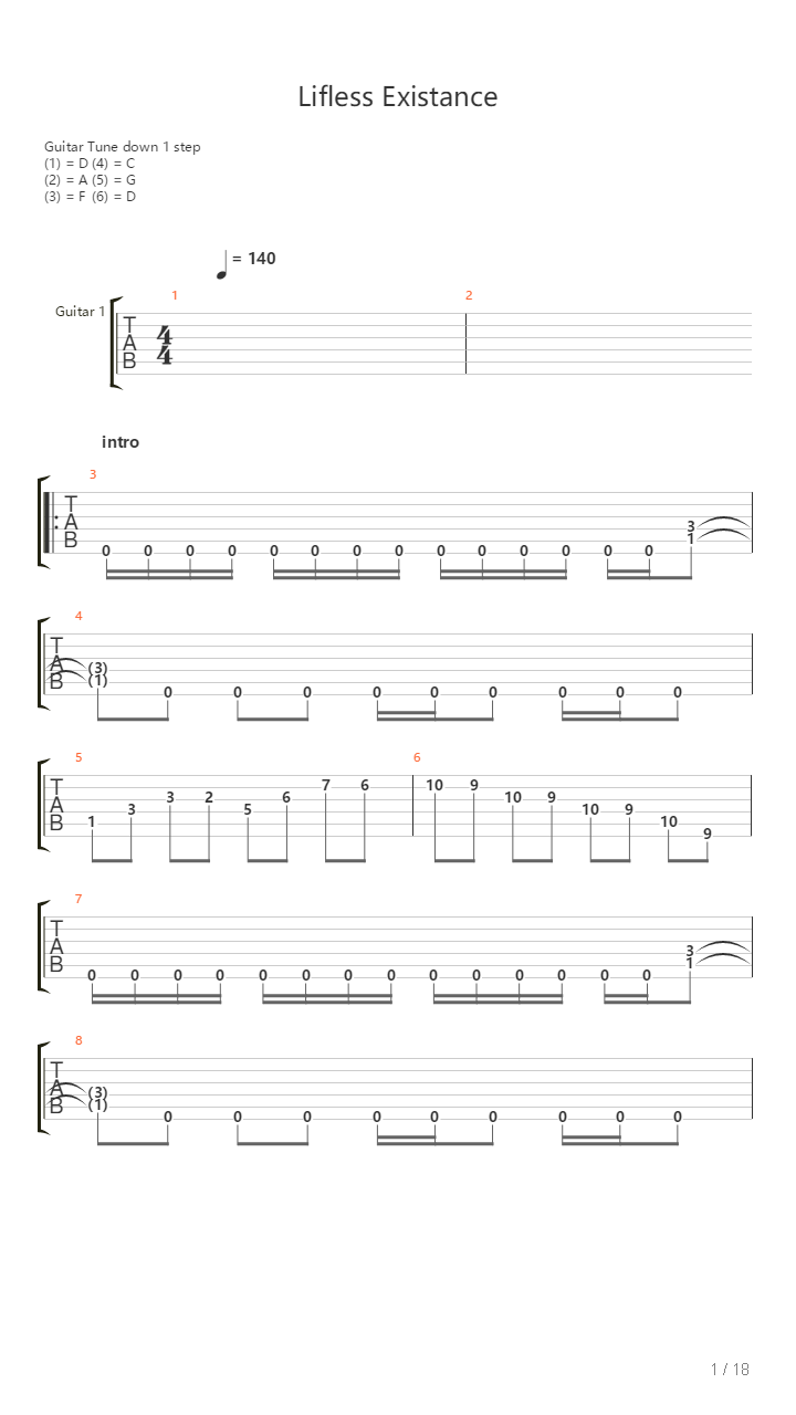 Lifeless Existence吉他谱