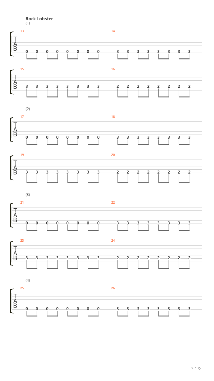 Rock Lobster吉他谱