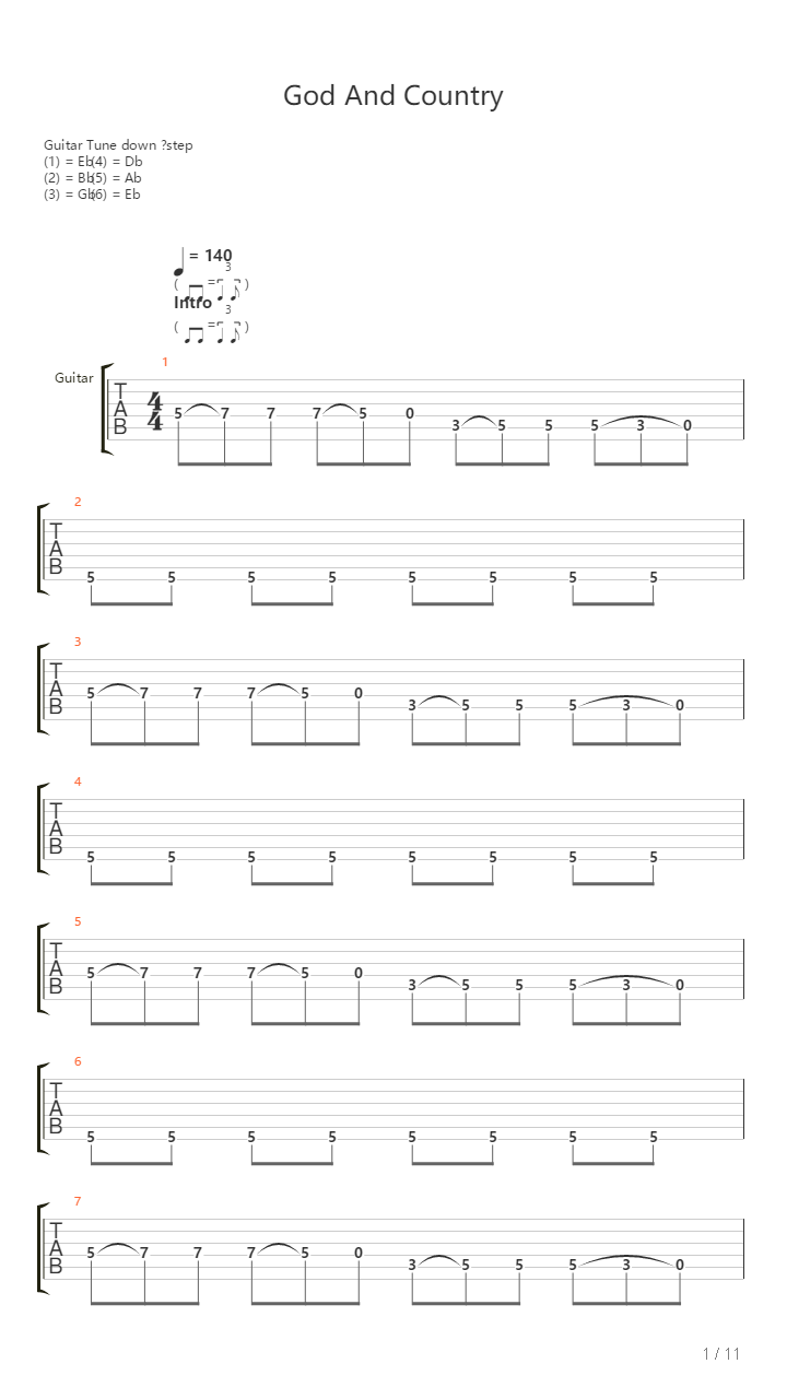 God And Country吉他谱