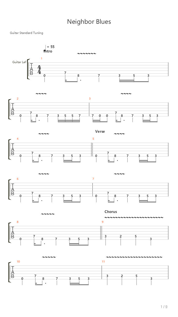 Neighbor Blues吉他谱
