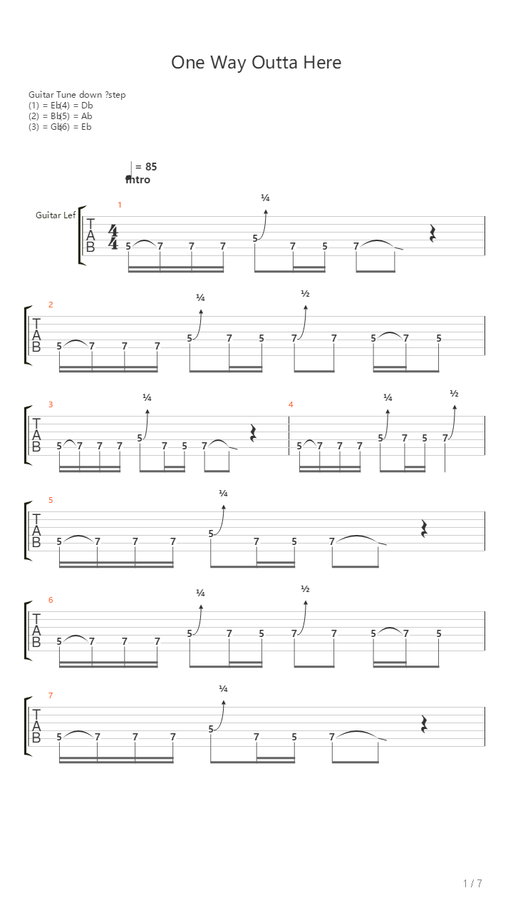 One Way Outta Here吉他谱