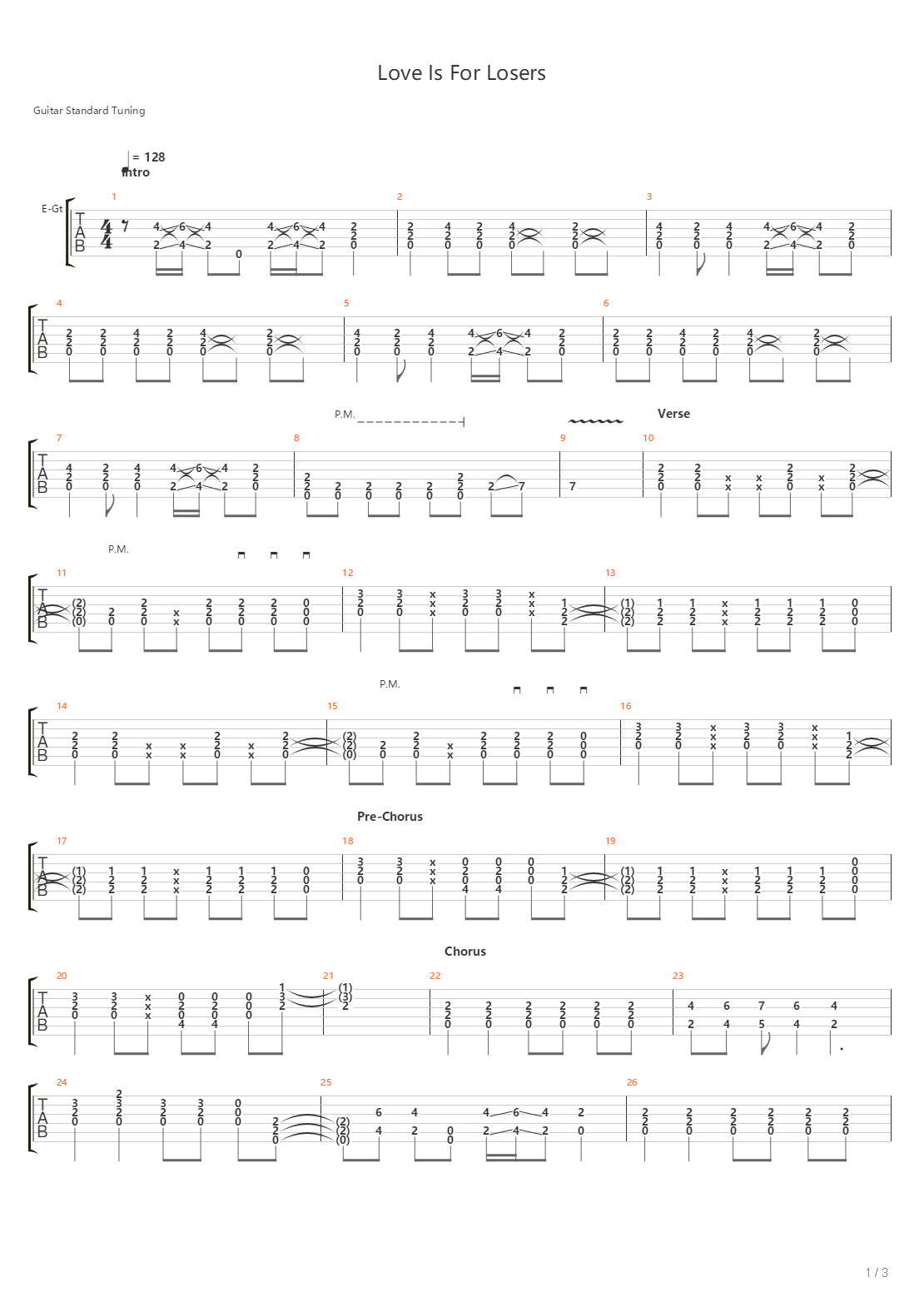 Love Is For Losers吉他谱