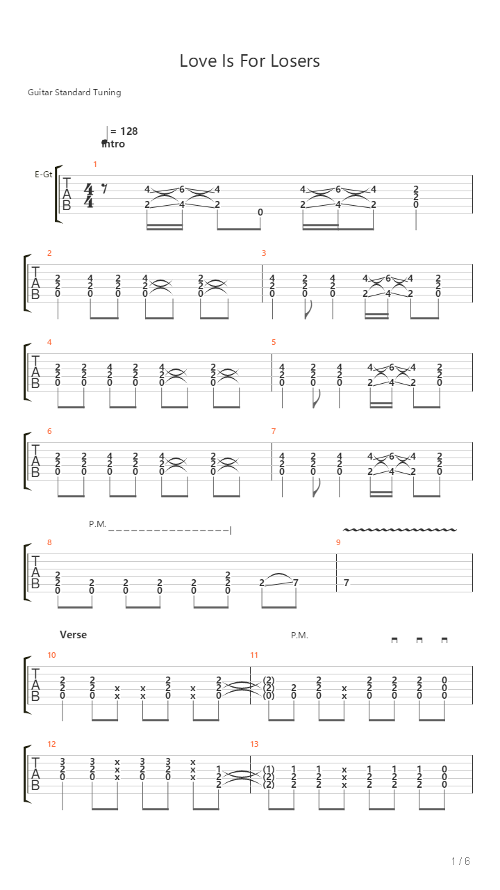 Love Is For Losers吉他谱